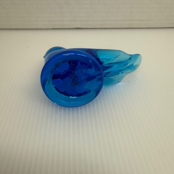 Vintage Art Glass Blue Bird of Happiness Leo Ward 1995 Terra Studios Figurine - Picture 5 of 6